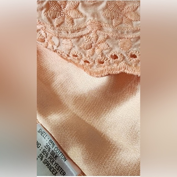 Antonio Melani Peach Eyelet Embroidered Dress Cotton/Silk Blend size 2 NWOT - Picture 4 of 7